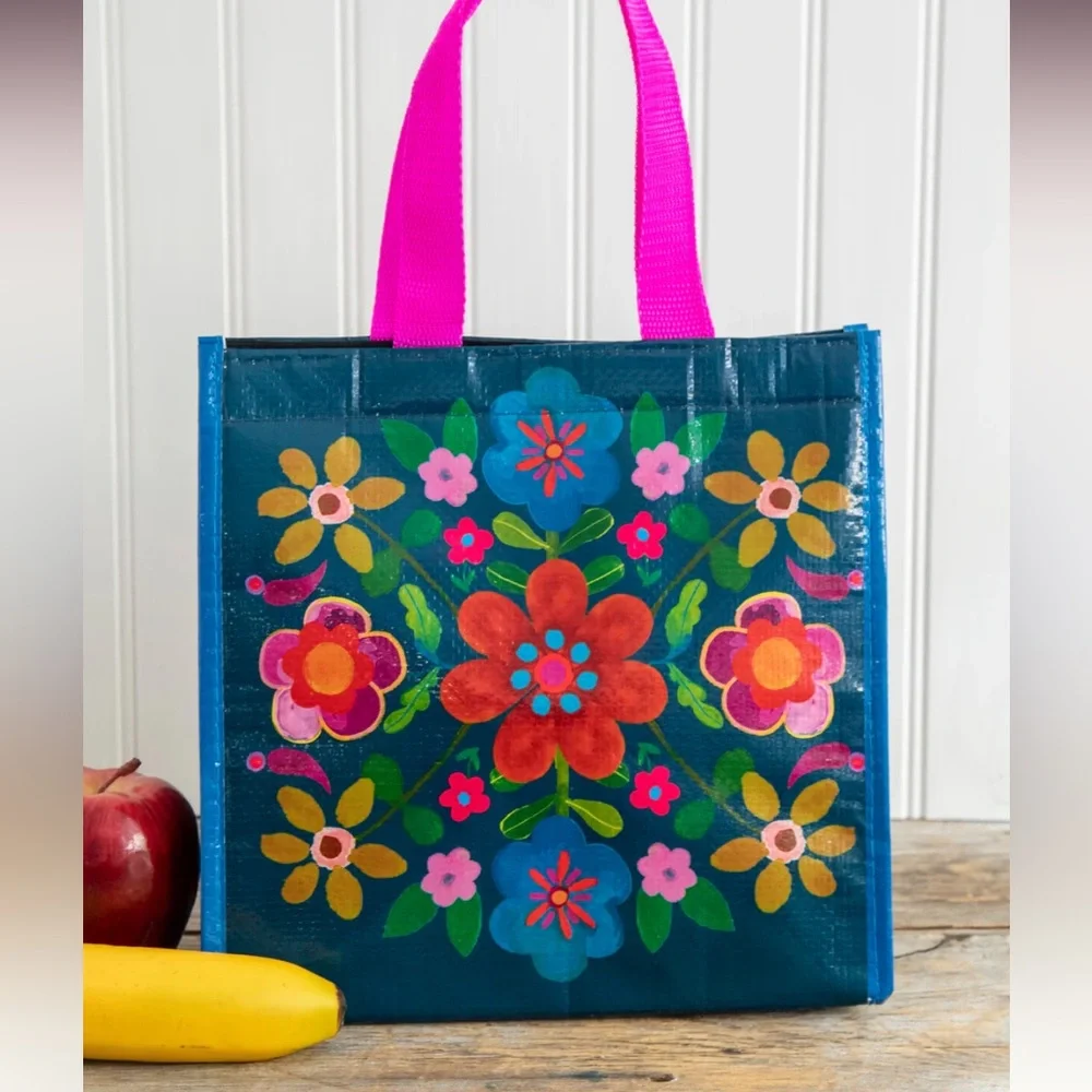 NATURAL LIFE Floral Lunch Tote - Pink and Blue - Picture 2 of 3